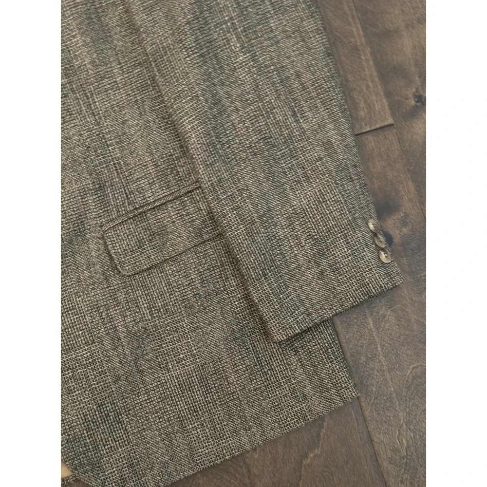 Haggar Gallery Mens Wool Blend Beige Tweed Blazer Jacket Made In USA Size 44R‎
